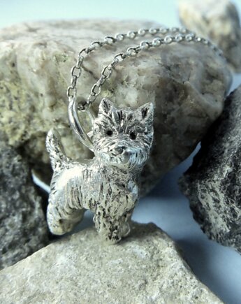 Srebrna zawieszka pies Cairn Terrier prezent dla miłośnika psów, 4 Seasons Jewelry