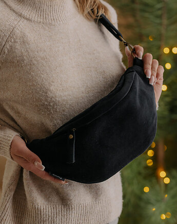 Welurowa nerka basic czarna, sacky bag
