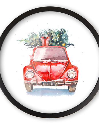 Auto z choinką - szklany obraz, Wall Me
