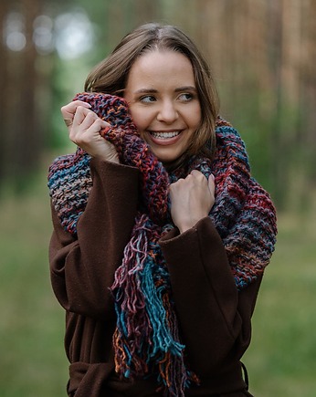 MAXCOLOR duży szal handmade " jesienne jezioro ", sploteka
