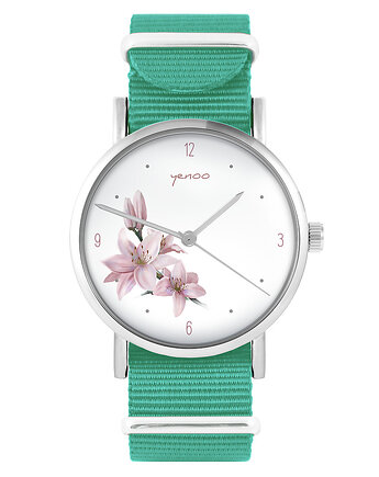 Zegarek - Lilia - turkusowy, nylonowy, yenoo