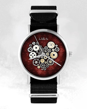 Zegarek - Steampunk heart - czarny, nylonowy, yenoo