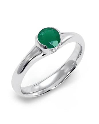 Sydney - Srebrny pierścionek z zielonym onyksem, Kuźnia Srebra