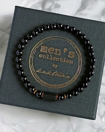 Czarny turmalin - bransoletka męska - OCHRONA, kaktusia