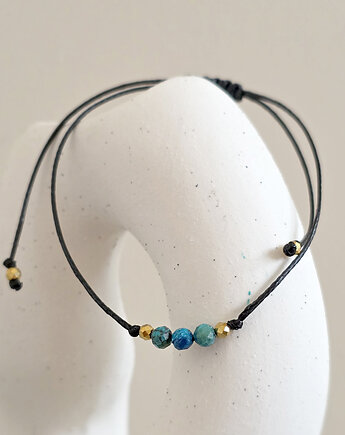 Chryzokola, hematyt bransoletka na sznurku, Magneska