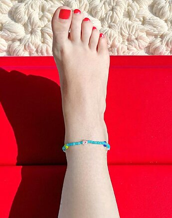 NA NOGĘ : jadeit turkusowy i millefiori, kaktusia