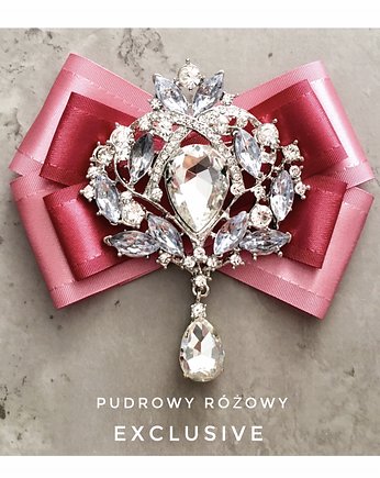 Brosza Exclusive z ogromnym kryształem NEW, Pudrowy Różowy