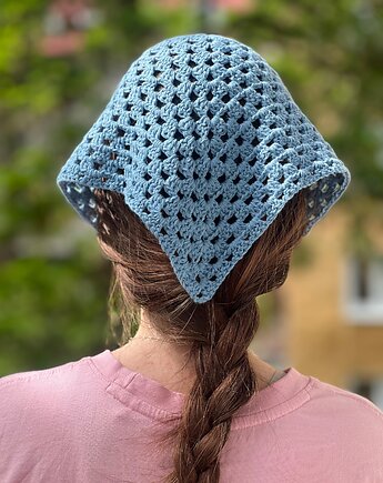 Letnia chusta na głowę bandana niebieska, Made by Jaga
