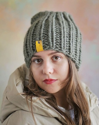 Wełniana czapka zimowa WOOLY szałwia, sploteka
