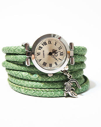 Zegarek, bransoletka - Zielony - Krokodyl, OSOBY - Prezent dla niej