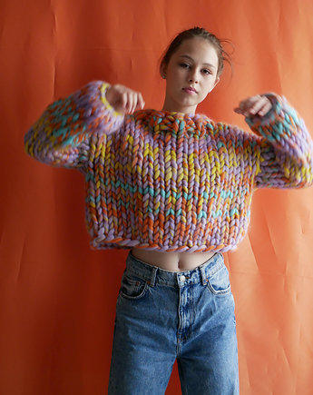 Kolorowy sweter 100% WEŁNA, PANAPUFA