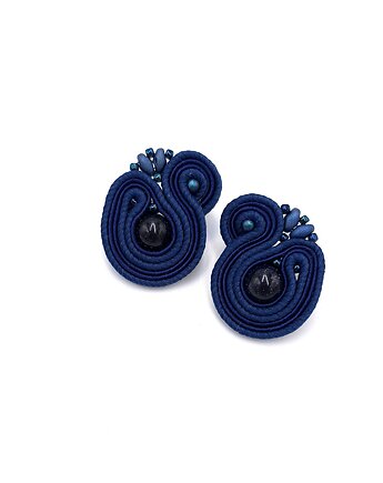 Kolczyki sutasz granatowe sztyfty Largo noc kairu małe lekkie, Katrina Rossa