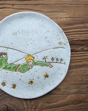 Ręcznie wykonany talerz ceramiczny Mały Książe, Ewa Duszka