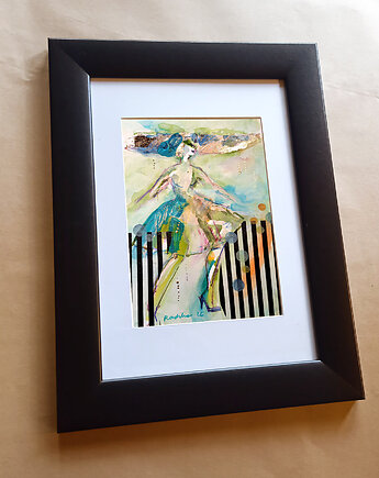 Kumoszka 33 - akwarela 16x24 cm unikat, Katarzyna Radzka