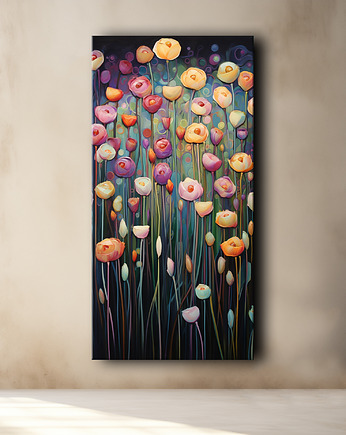 Polne kwiaty - Plakat - Olej, Boho, Abstrakcja, Black Sapphire Art