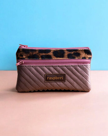 Portfel z weluru panterka, raspberi