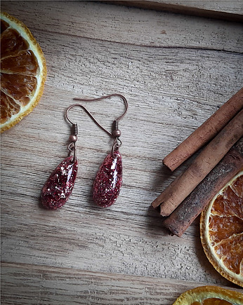 Kolczyki wiszące, różowe złoto, Figa handmade accessories