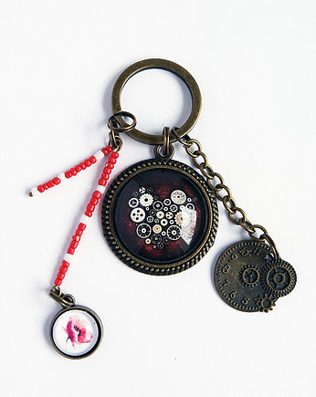 Breloczek - Steampunk serce, mak, yenoo