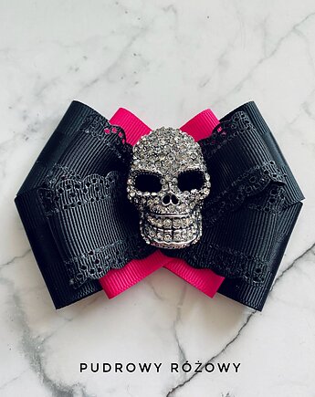 Niesamowita Brosza z Czaszką wysadzaną kryształkami, Pudrowy Różowy