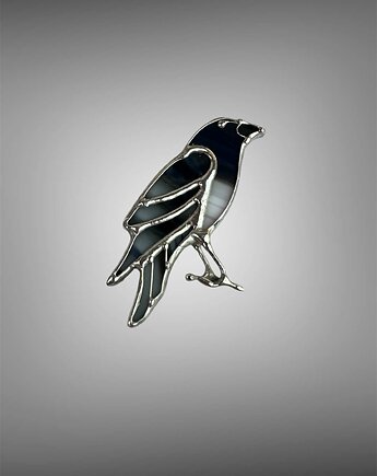 Witrażowa broszka ptak Kruk, Only Pure Glass