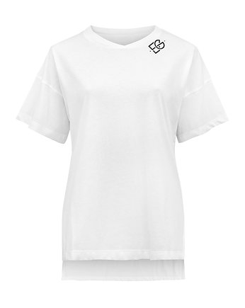 Biały T-shirt z cięciami bocznymi PLAIN, Ewa Gołaszewska