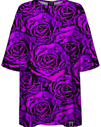 DR.CROW T-shirt Damski Oversize Purple Roses, DrCrow