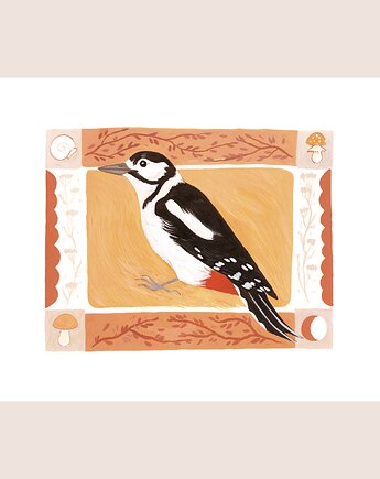 Print Dzięcioł duży 18x24 cm, Emilia Skwarska
