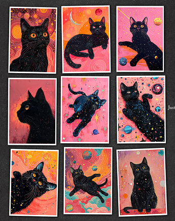 Słodki kociak - zestaw 9 grafik w rozmiarze 13x18 cm, JBJart Justyna Jaszke