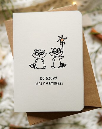 Zabawna kartka świąteczna, Boże Narodzenie, do SZOPy Hej!, Pracownia Faramuszka