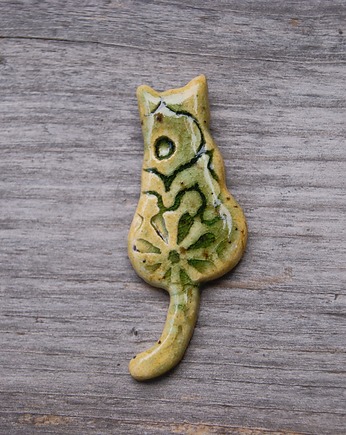 Ceramiczny magnes kot zielony, Gliniana Koniczynka