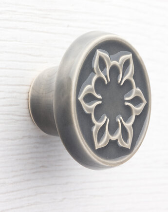 Gałka ceramiczna do mebli szara, wz.2, pracowniazona