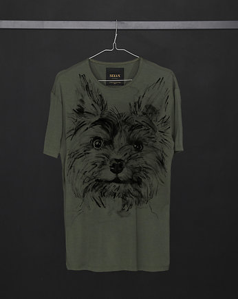 Yorkshire Terrier Men's T-shirt khaki, OSOBY - Prezent dla niego