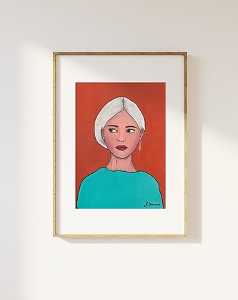 Jelous girl FINE ART PRINT  21x 30 cm, reprodukcja obrazu, JustynaSzewczykart