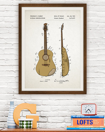 Gitara - patent - plakat A3, minimalmill