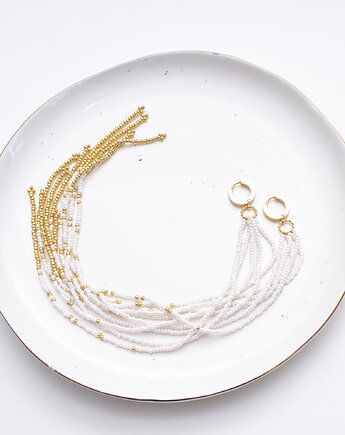 Wyjątkowe ręcznie szyte kolczyki pozłacane Selene, mdesign