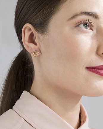 Minimalistyczne kolczyki pozłacane: Potrójne koła, Diuczko Jewellery