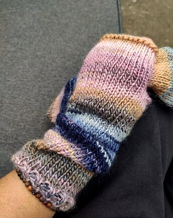 Mix z różem / mitenki, agat handmade