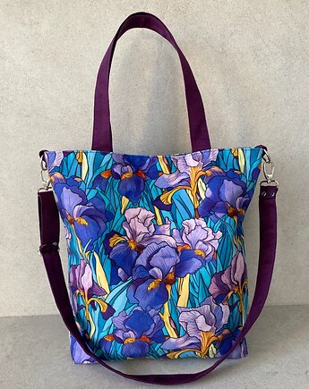 Torba na ramię XXL - print irysy, PRACOWNIA 166