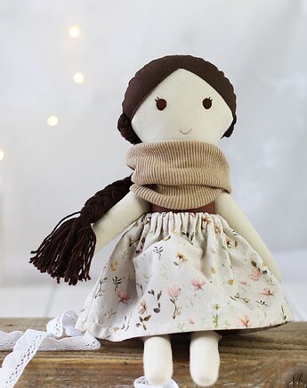 Lala brązowa w spódniczce w kwiatki, szycioteka