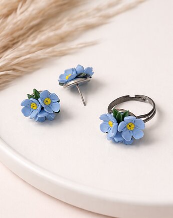 Komplekt z niezapominajkami. Handmade Polska.polimerowa wersja dla kobiet, MariaPolymer