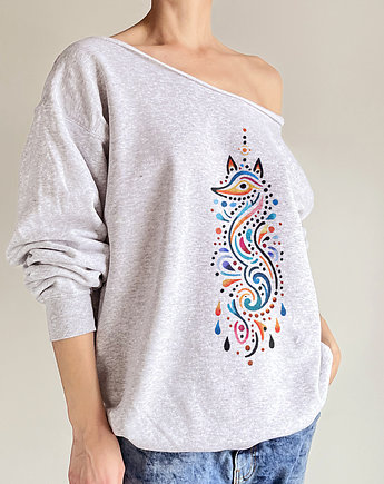 Lisek boho koraliki Szara bluza cięta, ONE MUG A DAY