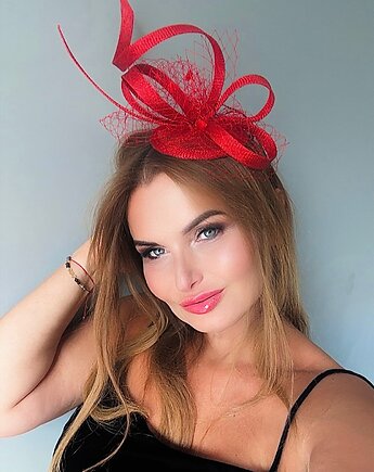 Fascynator REBECA czerwony /  inne kolory, Monika Saxton luxurious millinery