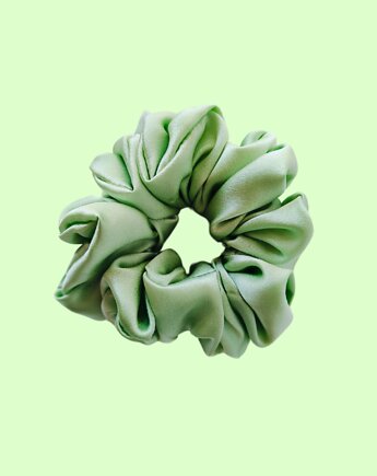 Gumka jedwabna, scrunchie, frotka limonkowy zefir MAXI, Capillum