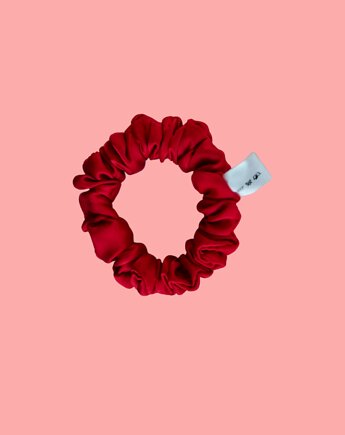 Gumka jedwabna, scrunchie, płomienna czerwień MINI, Capillum