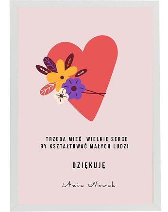 Plakat prezent dla nauczyciela w ramce serce, polkastudio