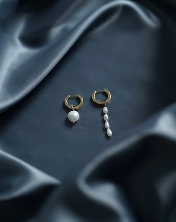 Kolczyki pozłacane asymetrycxne z perłami CLOUDS, ZY.JEWELLERY