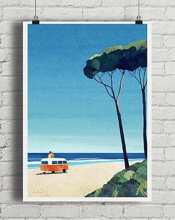 Plakat Wyprawa kamperem - Nad morskim brzegiem, minimalmill