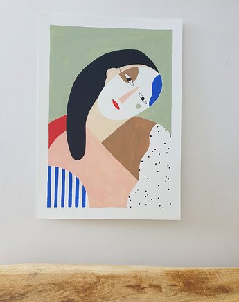 Portret damy, wydruk A3, naniby