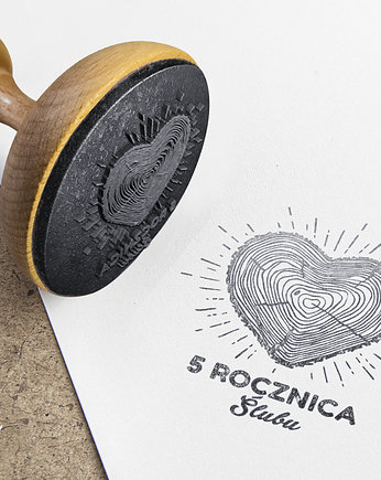 Stempel jubileuszowy 60mm, drewniane serce, PAKOWANIE PREZENTÓW - Papier do pakowani