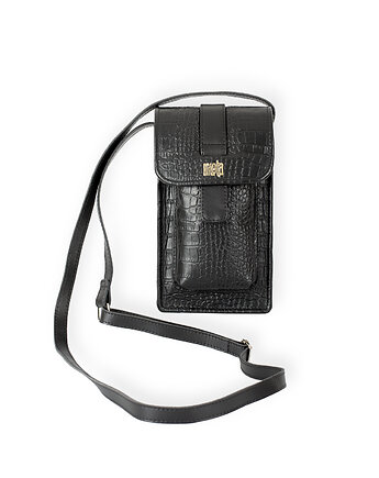 Torebka Phone Bag CZARNY KROKO, mięta